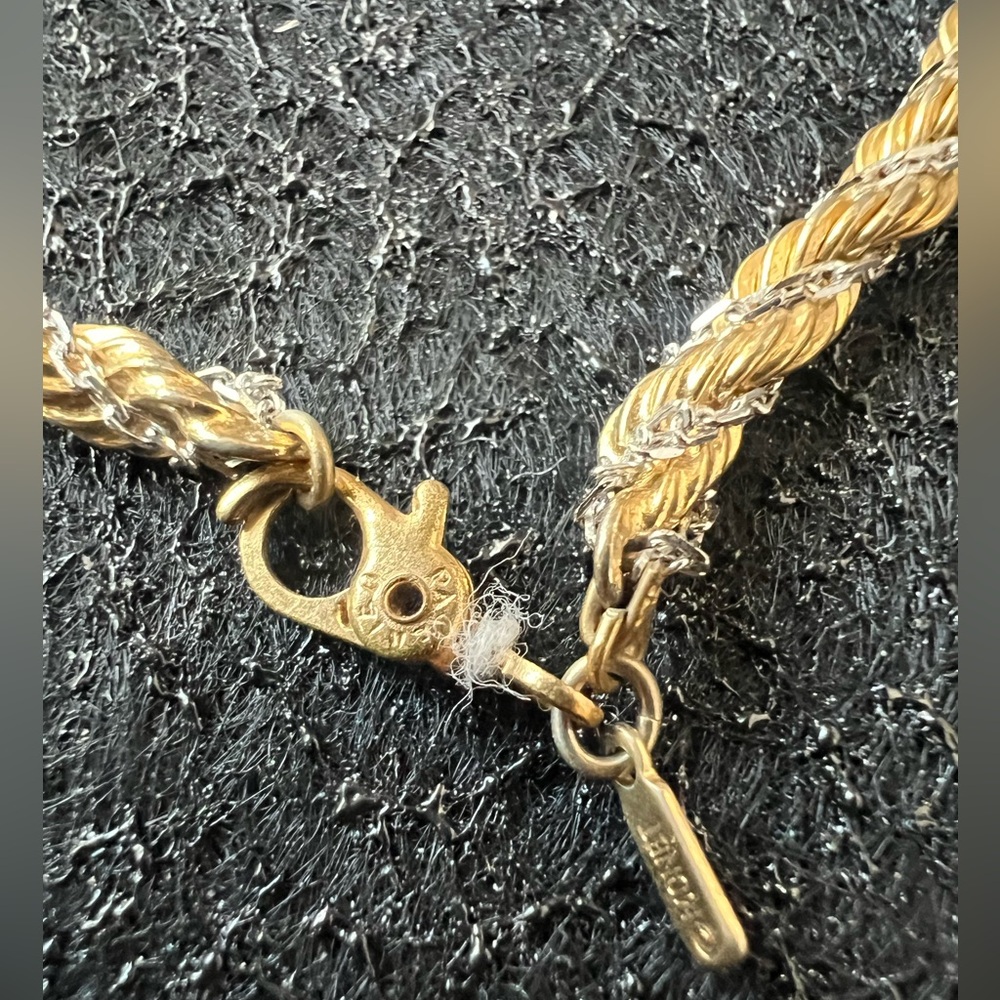 Aura Gemstone Wrapped Pendant w/ Vintage Monet Chain | 18" - Picture 9 of 15